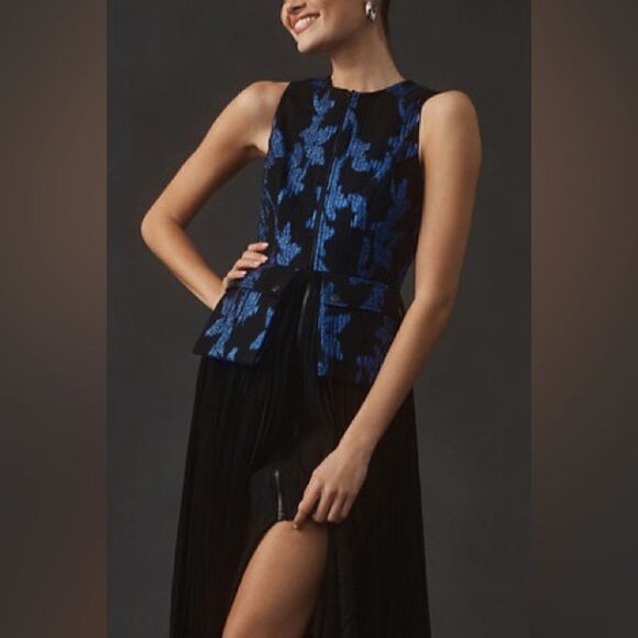 Anthropologie Bhanuni by Jyoti Sleeveless Jacquard Twofer Midi Dress/ size S - Picture 4 of 9